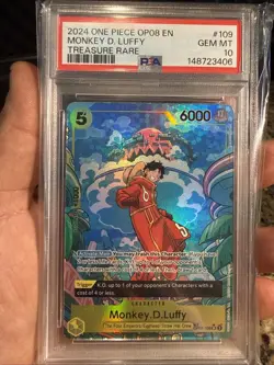2024 One Piece OP08 EN MONKEY D. LUFFY TREASURE RARE PSA 10 Gem Mint - Image 2