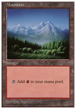 4x MTG Mountain (443), Light Play, English Fifth Edition - Image 1
