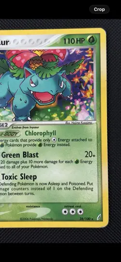 Pokemon TCG Venusaur 28/100 EX Crystal Guardians Holo Rare 2006 (MP) - Image 4