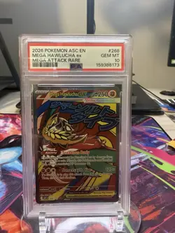 2026 Pokemon ASC EN #268 Mega Hawlucha ex PSA 10 GEM MINT - Image 1