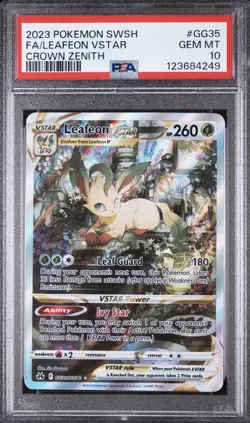 Pokemon 2023 Crown Zenith Galarian Gallery Leafeon VSTAR GG35 PSA 10 - Image 1