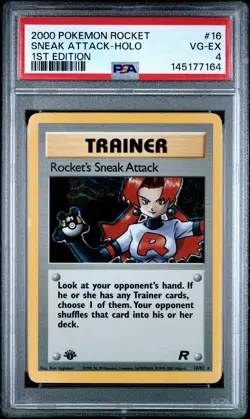 2000 POKEMON ROCKET 1ST EDITION #16 ROCKET'S SNEAK ATTACK-HOLO PSA 4 - Image 1