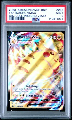 2023 POKEMON SWSH BLACK STAR PROMO #286 FULL ART/PIKACHU VMAX PSA 9 - Image 1