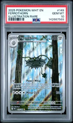 2025 POKEMON WHT EN-WHITE FLARE ILLUSTRATION RARE #149 FERROTHORN PSA 10 - Image 1