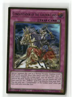 Yugioh Conquistador of the Golden Land MGED-EN054 Gold Rare 1st Ed NM - Image 1
