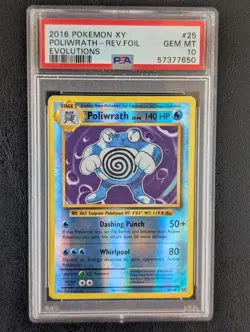 2016 Pokemon XY Evolutions Reverse Foil Holo Poliwrath #25 Rare (Pop 116) PSA 10 - Image 1