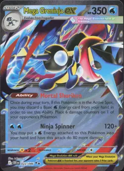 Mega Greninja ex 022/086 Double Rare ME04: Chaos Rising Pokemon Near Mint - Image 1