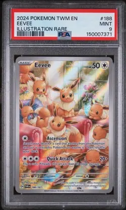 Pokemon Eevee Twilight Masquerade Holo Rare Illustration 188/167, PSA 9 - Image 1