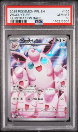 2025 POKEMON PFL EN-PHANTASMAL FLAMES ILLUSTRATION RARE #105 WIGGLYTUFF PSA 10 - Image 1
