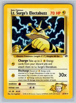 Lt. Surge's Electabuzz 6/132 Holo Rare Gym Heroes Pokemon Unlimited Holo NM - Image 1