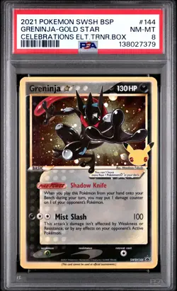 2021 POKEMON SWSH BLACK STAR PROMO #144 GRENINJA-GOLD STAR PSA 8 - Image 1
