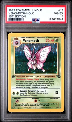 1999 POKEMON JUNGLE 1ST EDITION #13 VENOMOTH-HOLO PSA 4 - Image 1