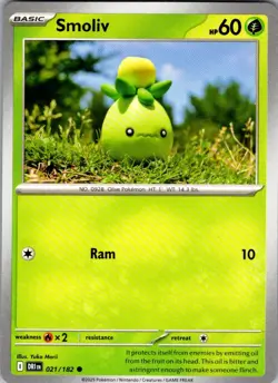 Smoliv Destined Rivals 021/182 Common Pokemon Near Mint - Image 1