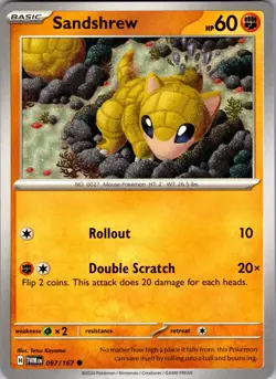 Sandshrew Twilight Masquerade 097/167 Common Pokemon Near Mint - Image 1