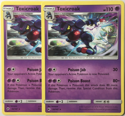 POKEMON 2X TOXICROAK 55/147 BURNING SHADOWS RARE NEAR MINT - Image 1