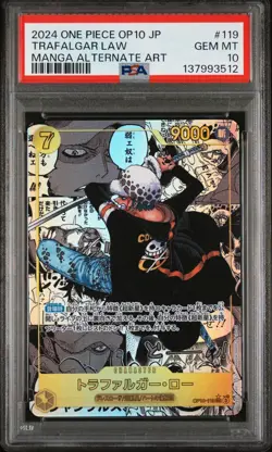 One Piece CCG Trafalgar Law Japanese Manga Alternate Art, OP10-119, PSA 10 - Image 1