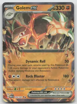 Golem ex 076/165 Double Rare 151 Pokemon Holo NM - Image 1