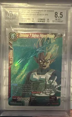 Dragon Ball Super Card Game Universe 7 Saiyan Prince Vegeta SPR-S TB1004 BGS 8.5 - Image 1