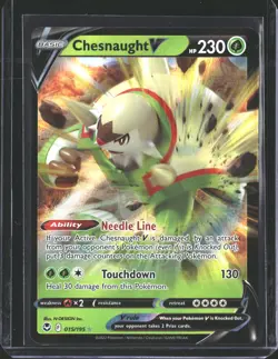 Chesnaught V 015/195 Holo V Rare Silver Tempest Pokemon NM/M - Image 1
