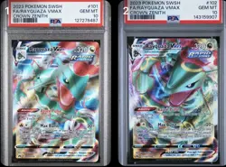 Pokemon TCG Rayquaza VMAX Full Art Holo Crown Zenith 101/159 102/159 PSA 10 2023 - Image 1