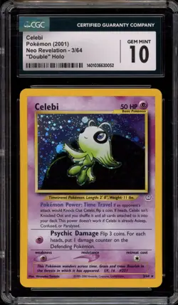 Pokemon Celebi Neo Revelation Unlimited Holo Rare #3 DOUBLE HOLO CGC 10 Gem Mint - Image 1