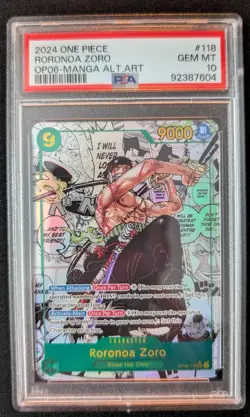 2024 ONE PIECE OP06-WINGS OF THE CAPTAIN MANGA ALTERNATE ART RORONOA ZORO PSA 10 - Image 1