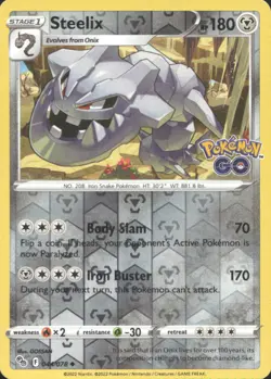 Steelix Reverse Holo Uncommon Pokemon GO 044/078 NM - Image 1