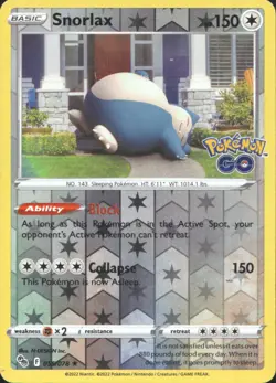 Snorlax Reverse Holo Holo Rare Pokemon GO 055/078 NM - Image 1