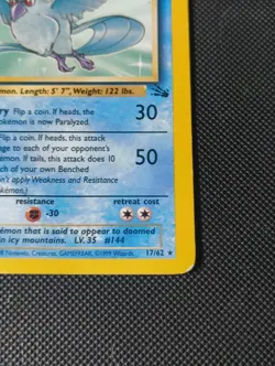 Pokemon TCG Articuno 17/62 Fossil Rare Non-Holo Card WOTC 1999 - Image 4