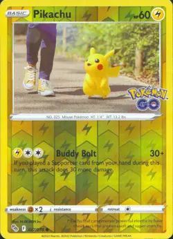 Pikachu (27) Reverse Holo Common Pokemon GO 027/078 NM - Image 1