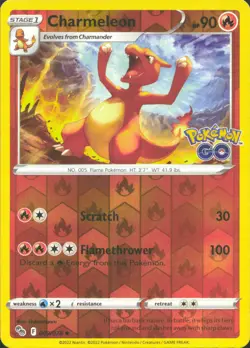 Charmeleon Reverse Holo Uncommon Pokemon GO 009/078 NM - Image 1