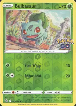 Bulbasaur Reverse Holo Common Pokemon GO 001/078 NM - Image 1