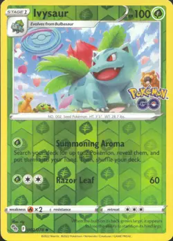 Ivysaur Reverse Holo Uncommon Pokemon GO 002/078 NM - Image 1
