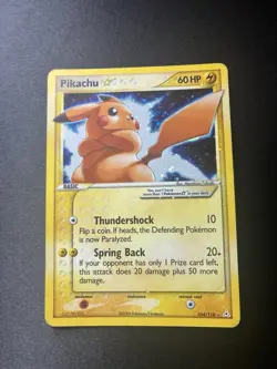 Pikachu Gold Star 104/110 EX Holon Phantoms Holo Swirl MP/HP Creased - Image 1