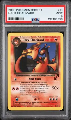 PSA 9 Rocket Dark Charizard 21/82 WoTC 2000 Pokemon Non-Holo Mint - Image 1