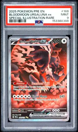 2025 POKEMON PRE EN-PRISMATIC EVOLUTIONS #168 BLOODMOON URSALUNA ex SIR PSA 9 - Image 1