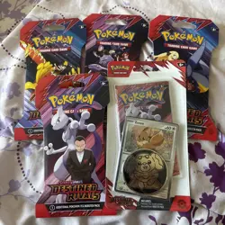 Pokemon Destined Rivals Sleeved Booster Pack and Blister Lot of 5 Sealed SV10 - Image 1