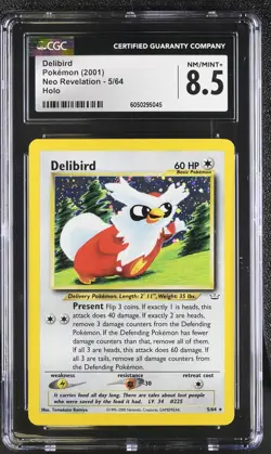 CGC 8.5 Delibird 2001 Neo Revelation 5/64 Holo Pokemon Card - Image 1