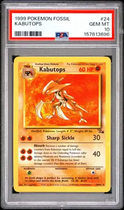 1999 Pokemon Fossil Kabutops #24 PSA 10 GEM MINT Non-Holo Rare WOTC - Image 1