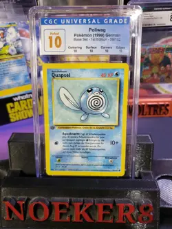 Pokemon PERFECT 10 CGC Base Set German 1st Edition Quapsel Pokiwag Pop 1! - Image 1