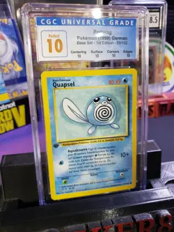 Pokemon PERFECT 10 CGC Base Set German 1st Edition Quapsel Pokiwag Pop 1! - Image 3