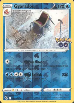 Gyarados Reverse Holo Holo Rare Pokemon GO 022/078 NM - Image 1