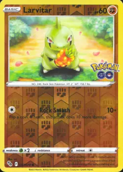 Larvitar Reverse Holo Common Pokemon GO 037/078 NM - Image 1