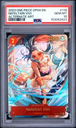 2023 ONE PIECE OP04 118 NEFELTARI VIVI KINGDOMS OF INTRIGUE SEC ALT ART PSA 10 - Image 1