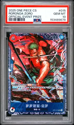 2025 ONE PIECE BANDAI CHINESE TOP PRIZE FLAGSHIP BATTLE #015 RORONOA ZORO PSA 10 - Image 1