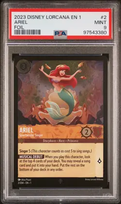 2023 DISNEY LORCANA EN 1-THE FIRST CHAPTER FOIL ARIEL - SPECTACULAR SINGER PSA 9 - Image 1
