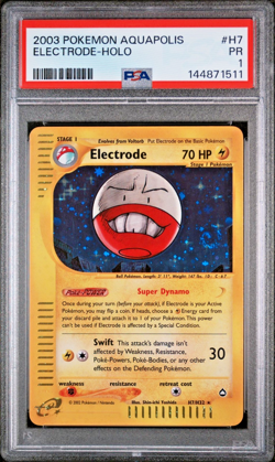 HUGE SWIRL PSA 1 2003 Aquapolis Electrode Holo Foil H7/H32 WOTC Pokemon E-Reader - Image 1