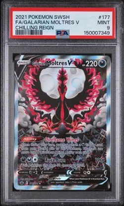 2021 Pokemon Chilling Reign Galarian Moltres V Alt Full Art 177/198 PSA 9 - Image 1