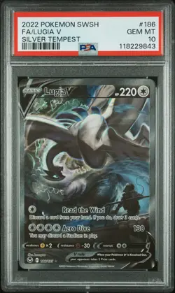 2022 POKEMON SWORD & SHIELD SILVER TEMPEST #186 FULL ART/LUGIA V PSA 10 - Image 1