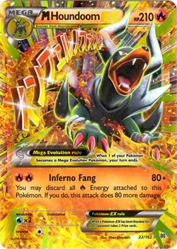 1x Mega-Houndoom-EX - 22/162 - Holo Rare EX Moderately Played Pokemon XY-- Break - Image 1